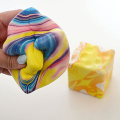 Swirl Cheese Cube Slow-Rise Squishy 2.5" Fidget Toy (1pc) Ships Assorted