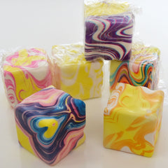Swirl Cheese Cube Slow-Rise Squishy 2.5" Fidget Toy (1pc) Ships Assorted