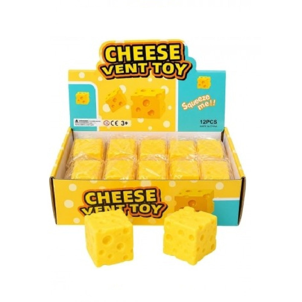 Cheese Cube Slow-Rise Foam Squishy 2.3" Fidget Toy (1pc)