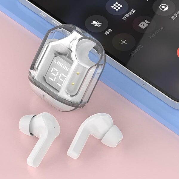 TWS - Wireless Earbuds With Digital Display and Transparent Case Simple Showcase 