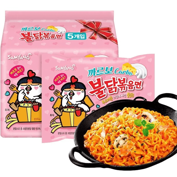 Samyang Buldak Hot Chicken Ramen Noodles Carbo Flavor (5pk) Simple Showcase 