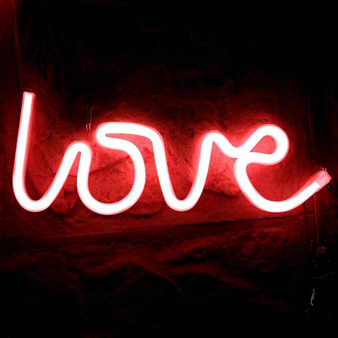 Illumina: 3D Text Red Neon Love Light