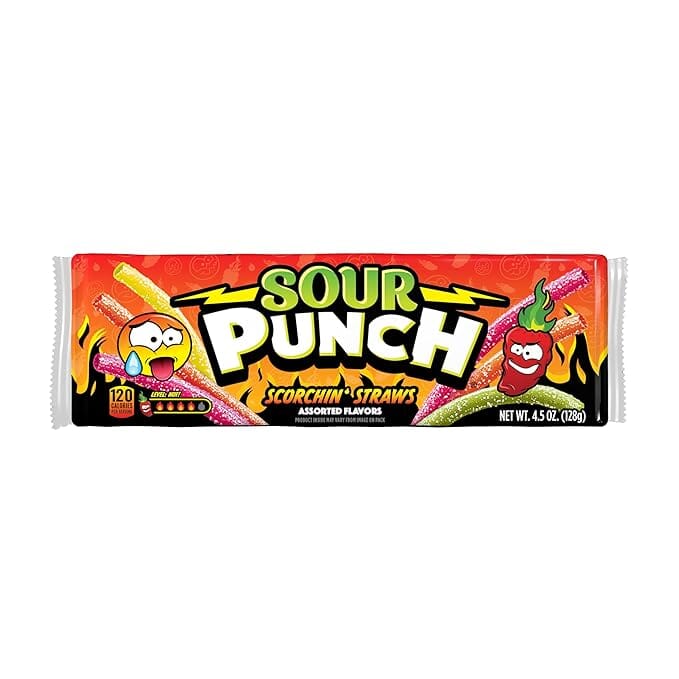 Sour Punch Scorchin Straws Tray 4.5oz Simple Raindrops 