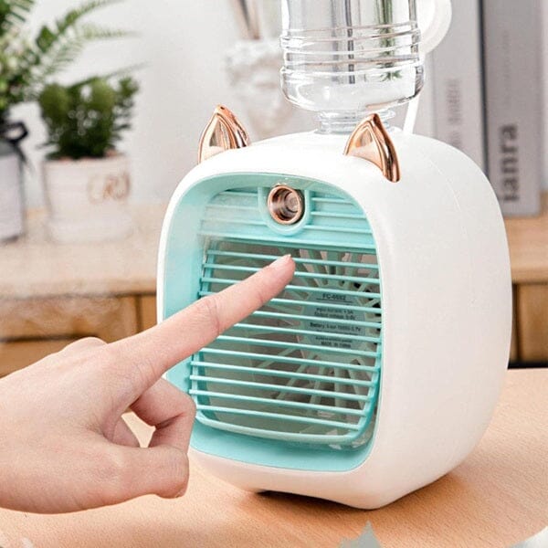 Cool Chill Cat Ear Tabletop Misting Fan Green Simple Cool Chill 