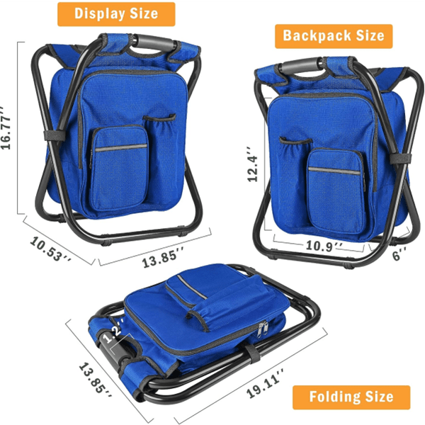 Cool Tote : 3 In 1 Cooler Backpack & Stool - Blue Simple Showcase 