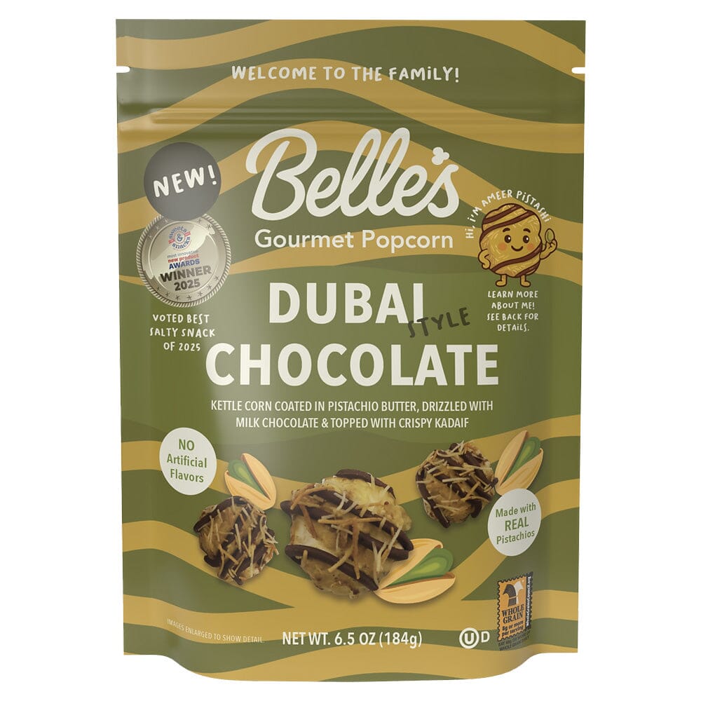 Belle's Gourmet Dubai Chocolate Style Popcorn (6.5 oz) Simple Belle's Gourmet Popcorn 