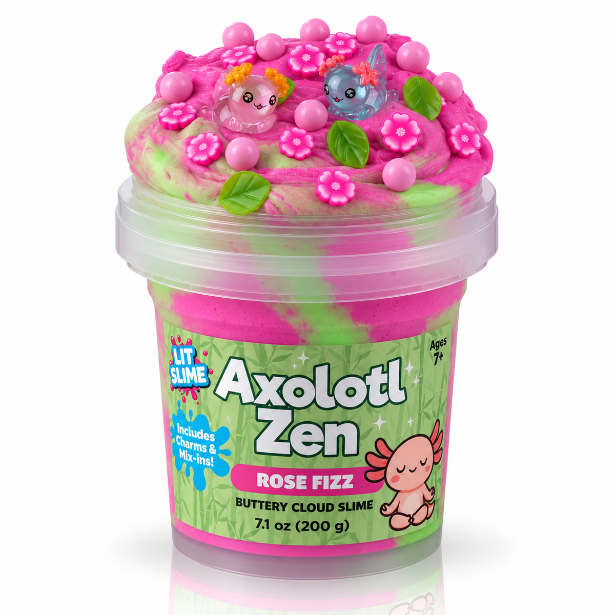 LIT Slime Animal Charms Collection Scented Slime Jar (7.1oz) Axolotl Zen