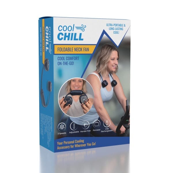 Cool Chill Foldable Neck Fan Blue Simple Showcase 