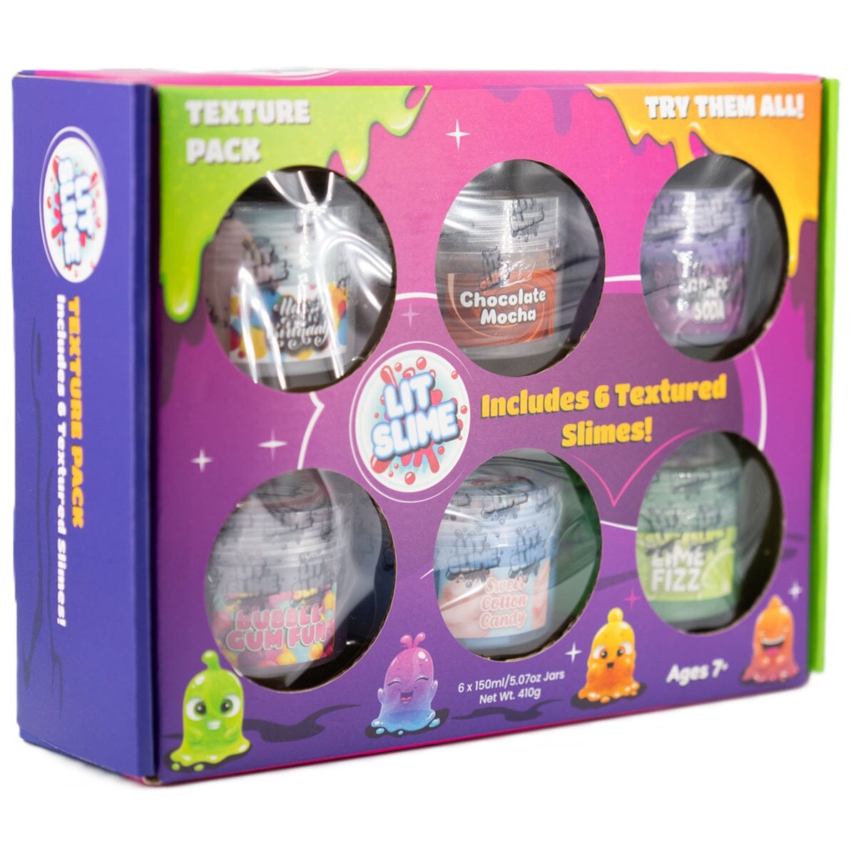 Lit Slime Fidget Putty Texture Pack Sampler Box (6 Jars) Simple Lit Slime 