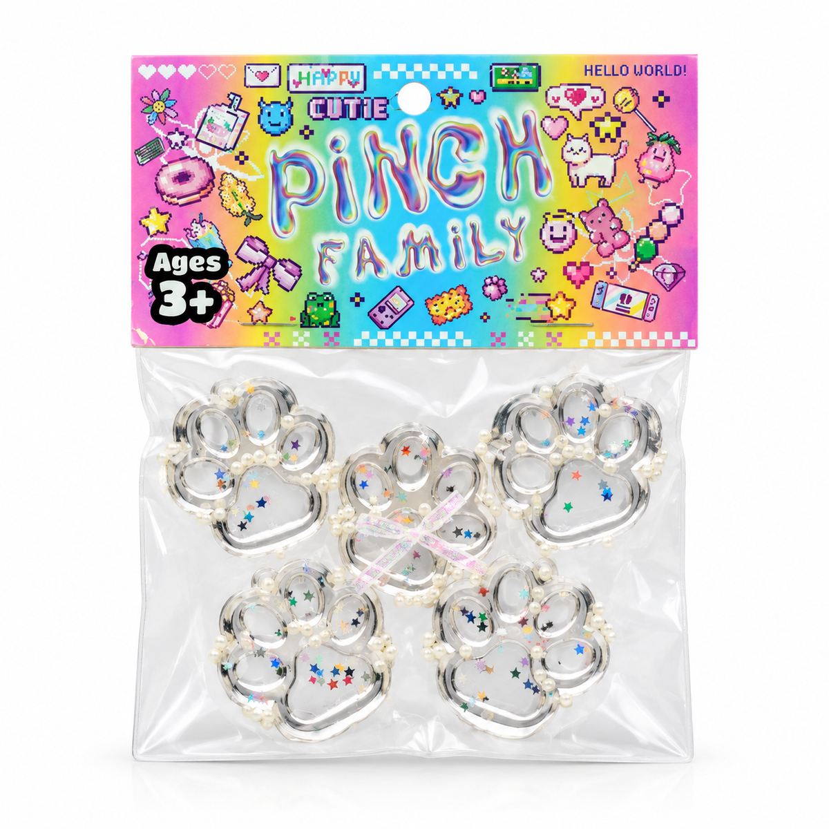 Pinch Family: Taba Squishies® Transparent Mini Cat Paw Fidget (5pc)