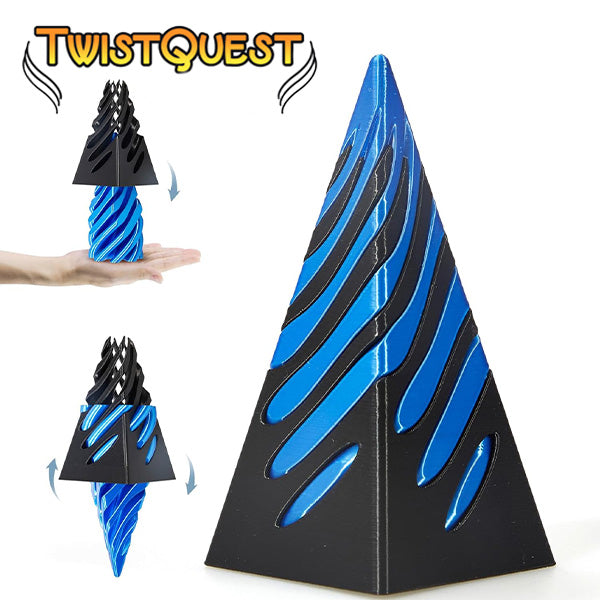 Twist Quest: 3D Printed Fidget Spiral Cone Toy (Blue & Black)