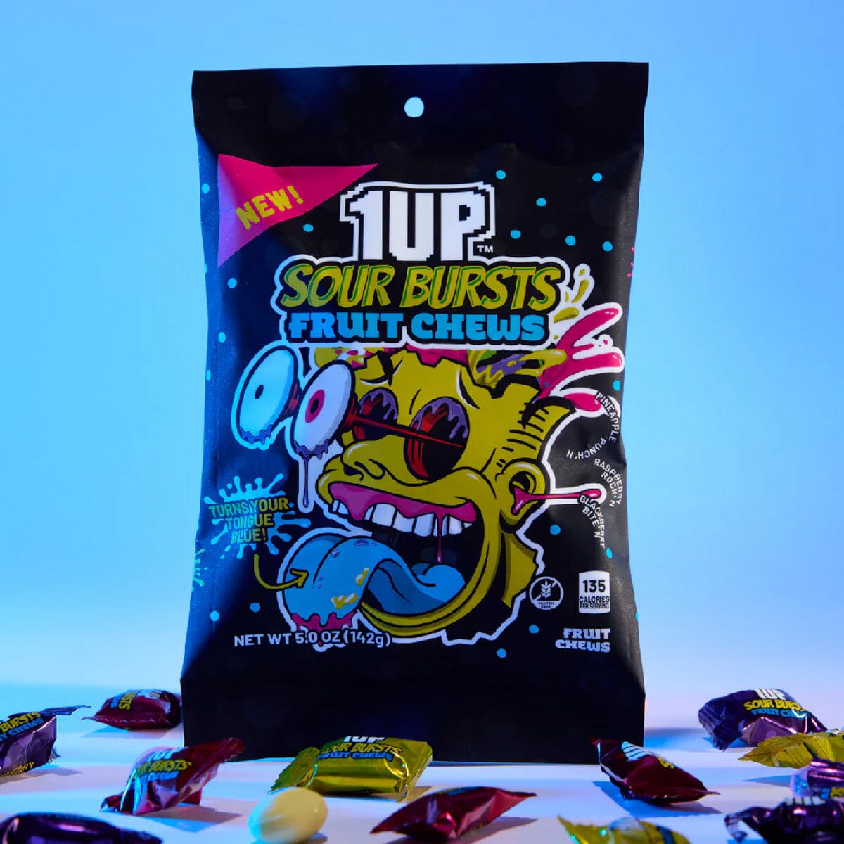1UP: Sour Bursts Fruit Chews Blue Pack Simple 1UP 
