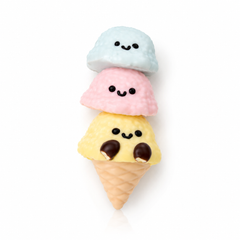 SqueezeSquad Taba Deluxe Premium Silicone Squishies® Fidget Toy - Triple Ice Cream Cone