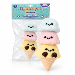 SqueezeSquad Taba Deluxe Premium Silicone Squishies® Fidget Toy - Triple Ice Cream Cone