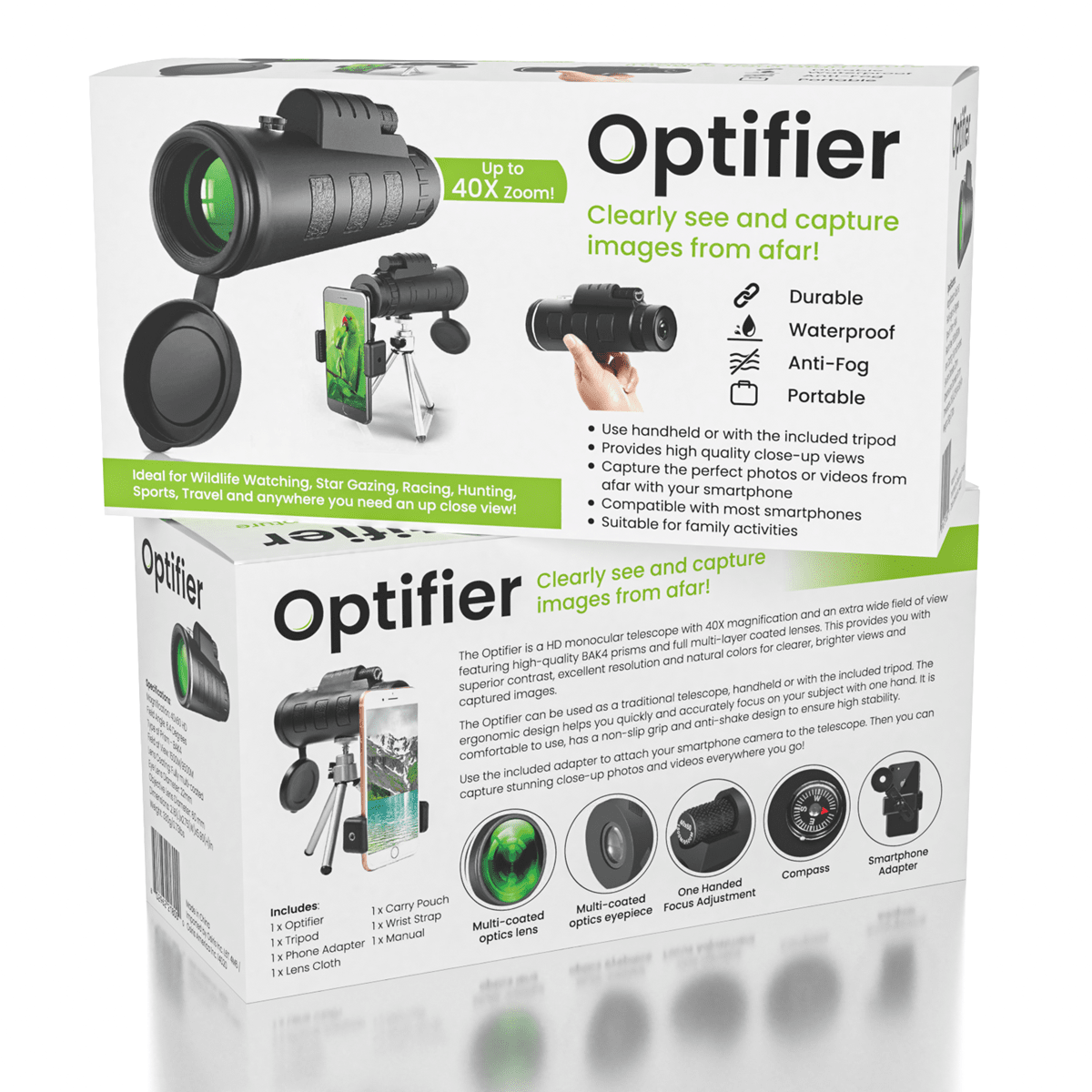 Optifier | HD Monocular Phone Telescope (40X Zoom) Simple Exclusive 