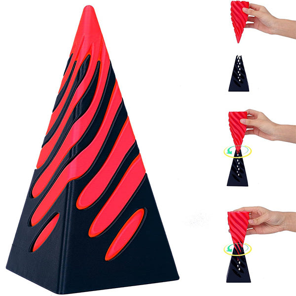 Twist Quest: 3D Printed Fidget Spiral Cone Toy (Black & Red)