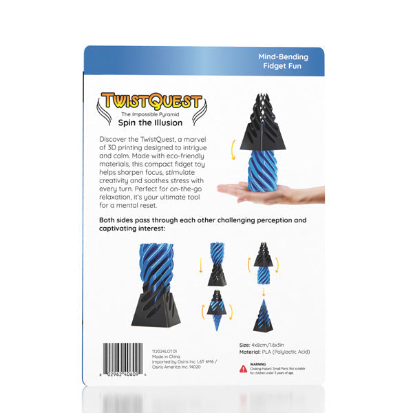 Twist Quest: 3D Printed Fidget Spiral Cone Toy (Blue & Black)