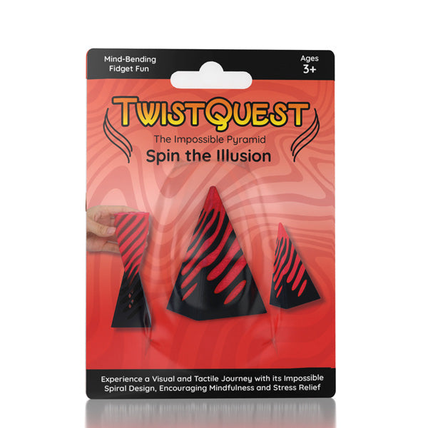 Twist Quest: 3D Printed Fidget Spiral Cone Toy (Black & Red)