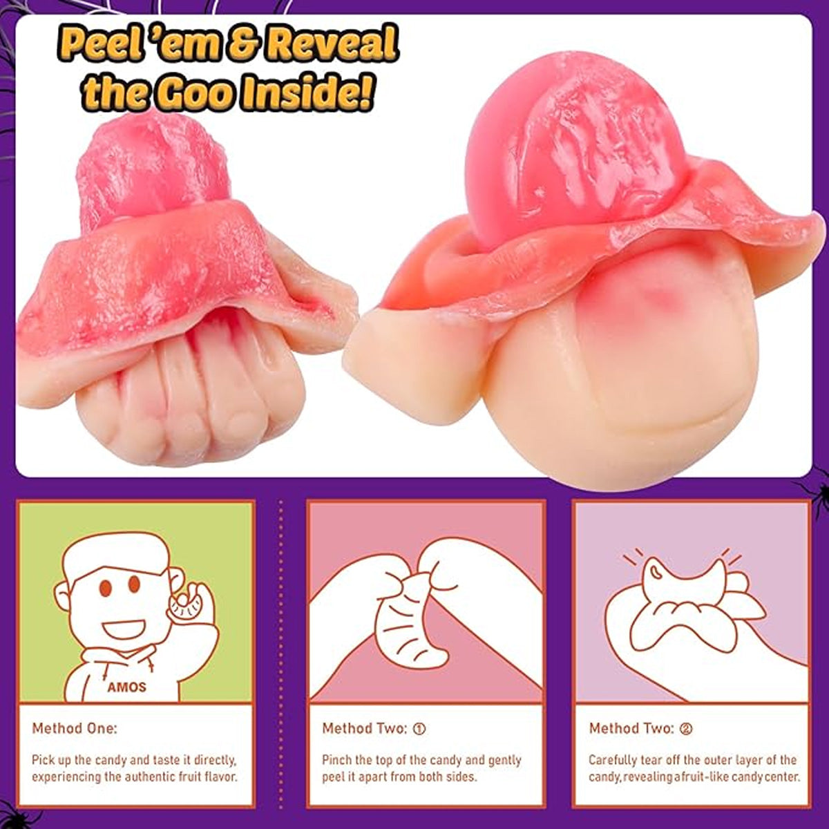 Amos Halloween Peelerz Body Parts Gummies Candy (7.05 oz) Simple Amos Sweets 