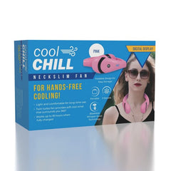 Cool Chill: Foldable NeckSlim Fan With Digital Display in Pink Simple Cool Chill 