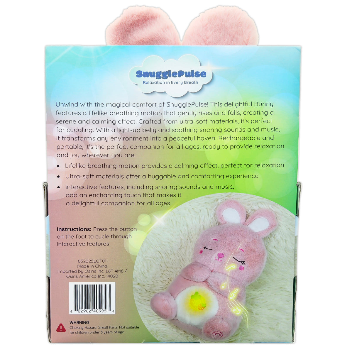 SnugglePulse: Flopsy The Bunny 10" Breathing Sensory Plush Toy