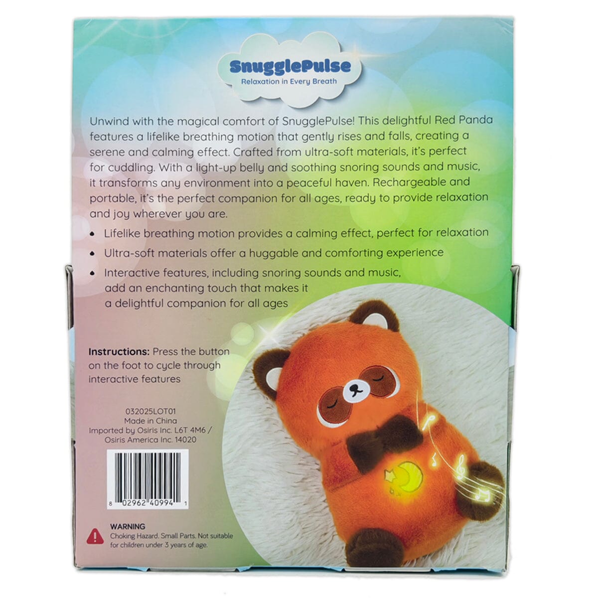 SnugglePulse: Mochi The Red Panda 10" Breathing Sensory Plush Toy Simple Exclusive 