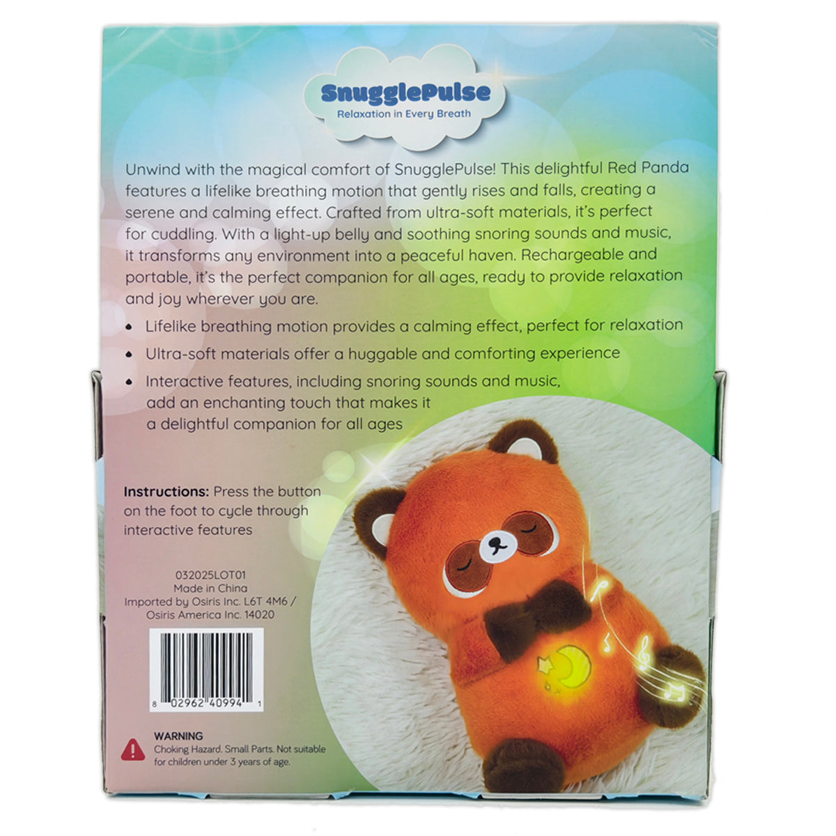 SnugglePulse: Mochi The Red Panda 10" Breathing Sensory Plush Toy