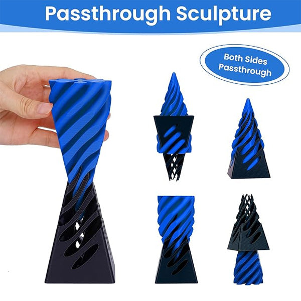 Twist Quest: 3D Printed Fidget Spiral Cone Toy (Blue & Black)