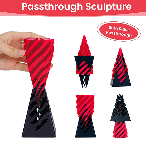 Twist Quest: 3D Printed Fidget Spiral Cone Toy (Black & Red)