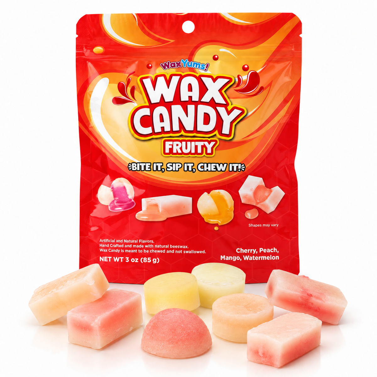 WaxYums! Chewy Gushing Fruity Wax Candy Bag (85g)