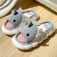 Shark Shhhandals Slippers | Unisex Linen Waffle Knit Plush Animal Slides | Multiple Sizes Simple Showcase 