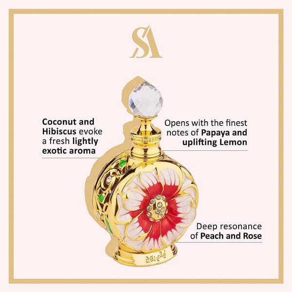 Layali Rouge by Swiss Arabian Femme Concentrated Perfume Oil Fragrance Bottle (15mL) Simple Showcase 