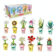 DIY Botanical Building Block Sets: Collectible Assorted Mini Pots Simple Showcase 