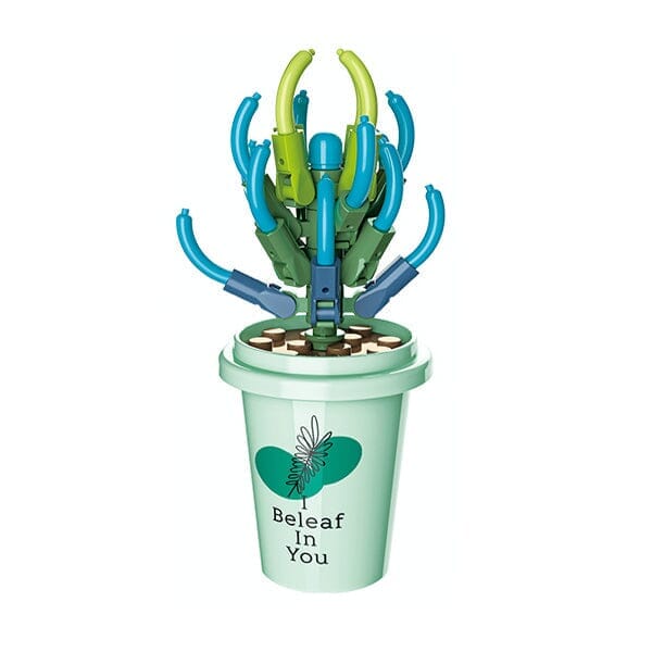 DIY Botanical Building Block Sets: Collectible Assorted Mini Pots Simple Showcase 