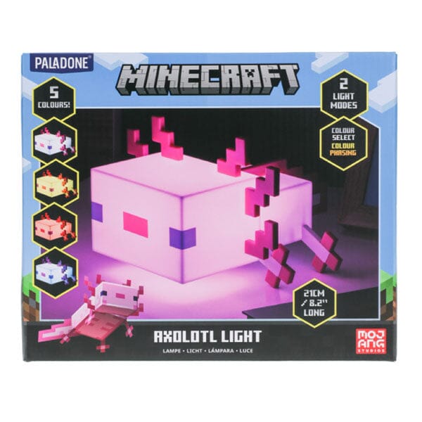 Paladone Minecraft Axolotl 8" 5 Color Novelty Tabletop Touch Lamp Simple Paladone 
