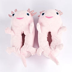 Plush Axolotl Slippers Unisex Rubber Sole Shoe (1 Pair) One-Size-Fits-Most
