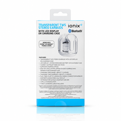 Ionix TWS Wireless Earbuds With Digital Display and Transparent Case