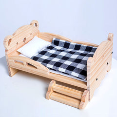 Wooden Bed Frame & Mattress For Dolls (Includes Blanket & Pillow) - Petite Threads