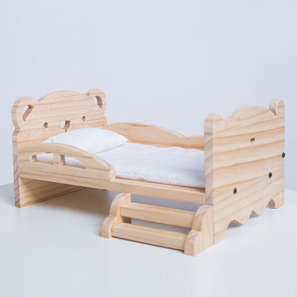 Wooden Bed Frame & Mattress For Dolls (Includes Blanket & Pillow) - Petite Threads