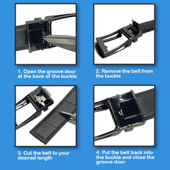 FlexClick Unisex Adjustable Micro-Increment Black Leather Belt (1pc) Fits 28" to 46" Waist