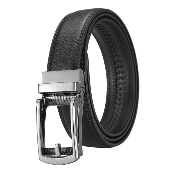 FlexClick Unisex Adjustable Micro-Increment Black Leather Belt (1pc) Fits 28" to 46" Waist Simple Exclusive 