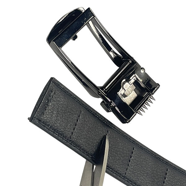 FlexClick Unisex Adjustable Micro-Increment Black Leather Belt (1pc) Fits 28" to 46" Waist