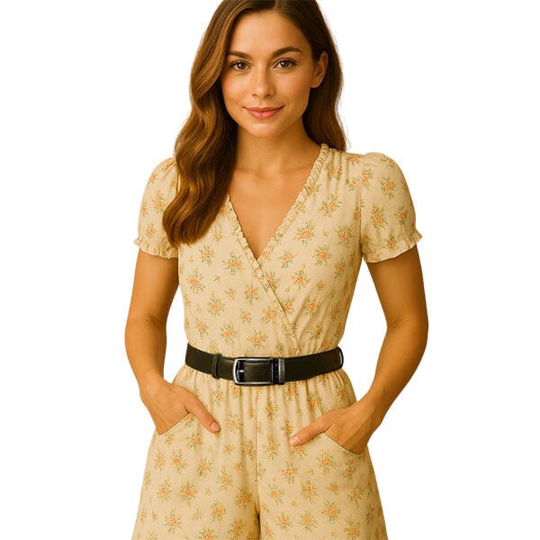 FlexClick Unisex Adjustable Micro-Increment Black Leather Belt (1pc) Fits 28" to 46" Waist Simple Exclusive 