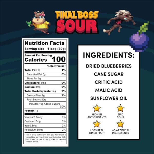 Final Boss Sour Dried Berry Candy (30g) Level 3 Blueberries Simple Final Boss Sour 