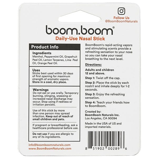 BoomBoom™ Nasal Stick Portable Menthol Inhaler (1pc) Multiple Scents Simple Exclusive 