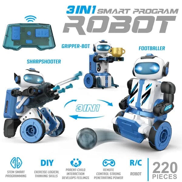 BrainyBotz (220pc) | 3-in-1 DIY Smart STEM Robot Building & Programming Kit Simple Showcase 