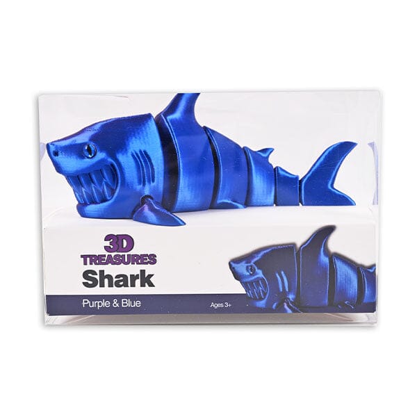 3D Treasures 3D-Printed Articulated Shark Fidget Toy (Multiple Colors)  Purple Blue