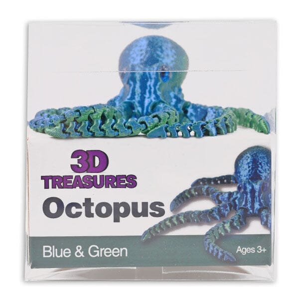 3D Treasures 3D-Printed Articulated Octopus Fidget Toy (Multiple Colors) Simple Exclusive Blue & Green 