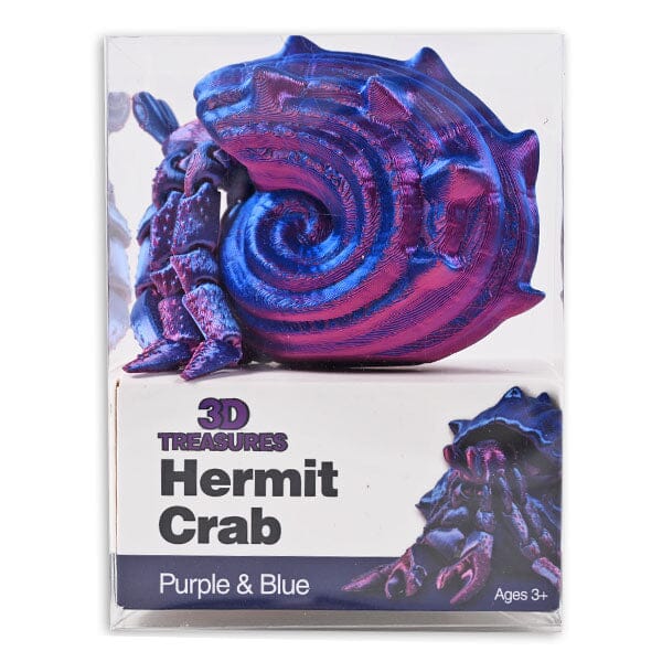 3D Treasures 3D-Printed Articulated Hermit Crab Fidget Toy (Multiple Colors) Simple Exclusive Blue & Purple 
