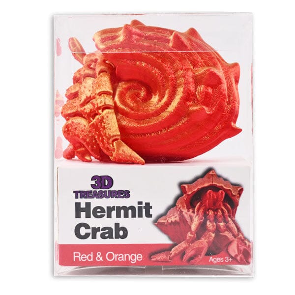 3D Treasures 3D-Printed Articulated Hermit Crab Fidget Toy (Multiple Colors) Simple Exclusive Red & Orange 